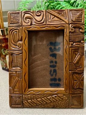 Vintage Handcrafted Picture Frame, Hand Carved on Solid Wood
